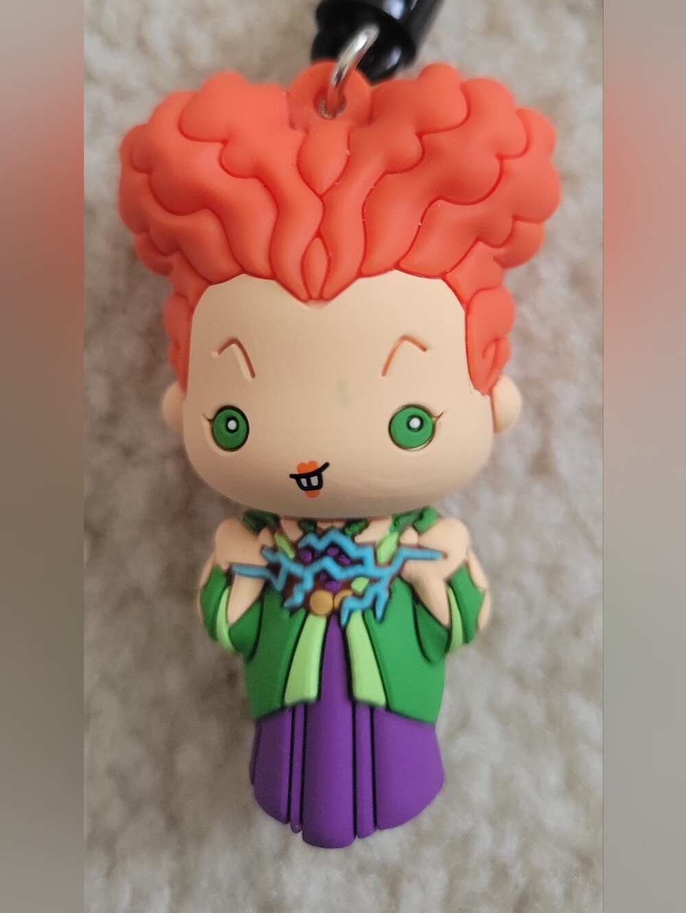 Kids Orange Hair Character Keychain Clip - Green & Purple Outfit - Picture 6 of 6